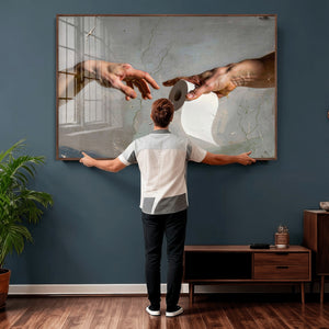 Funny Bathroom Wall Art Canvas, Creation of Toilet Paper