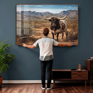 Texas Longhorn Canvas Wall Art Western Bull Desert Moody
