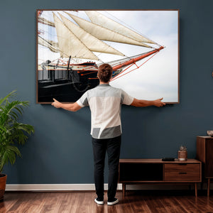 Sailboat Wall Art Canvas Print, Vintage Ship Bow Framed