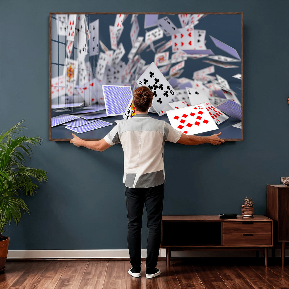 Playing Cards Canvas Wall Art | Casino Game Room Decor,