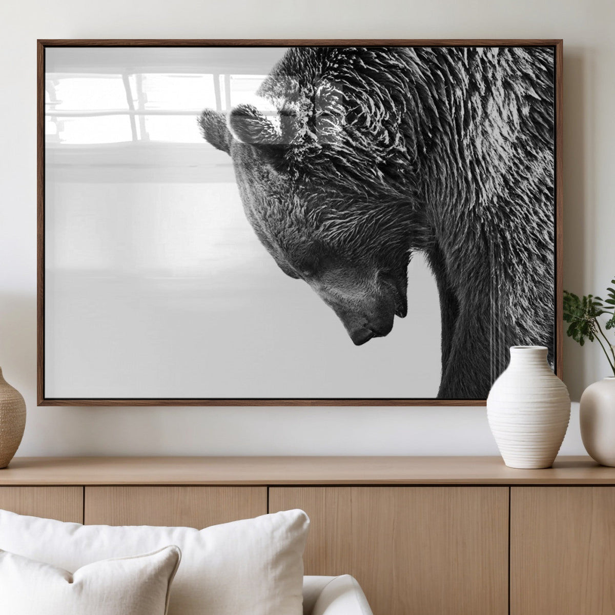 Black and White Grizzly 399 Bear Canvas Print Wall Art |