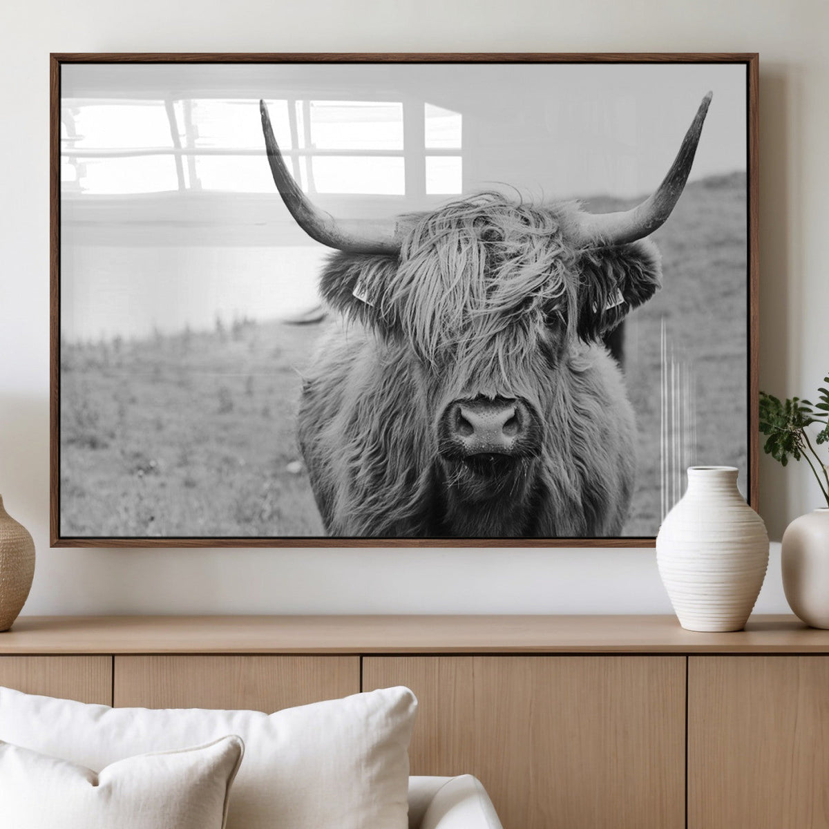 Newfoundland Cow Art Wall Art, Black White Cow Art Wall Art