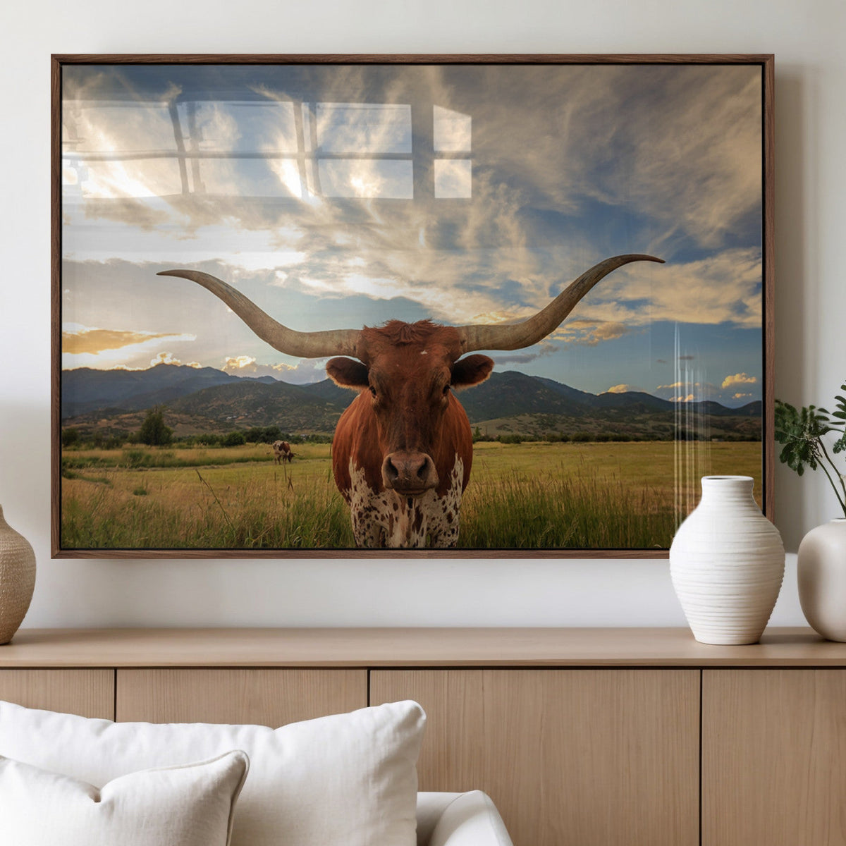 Texas Longhorn Canvas Wall Art – Majestic Triptych Animal