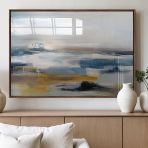 Abstract Landscape Wall Art Canvas | 3 Panel Modern Blue,