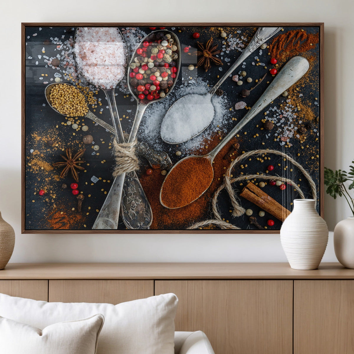 Spices and Seasonings Canvas Wall Art – Colorful Triptych
