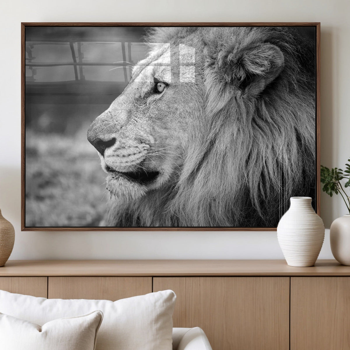 Lion Wall Art Canvas Print – Framed Majestic Wildlife
