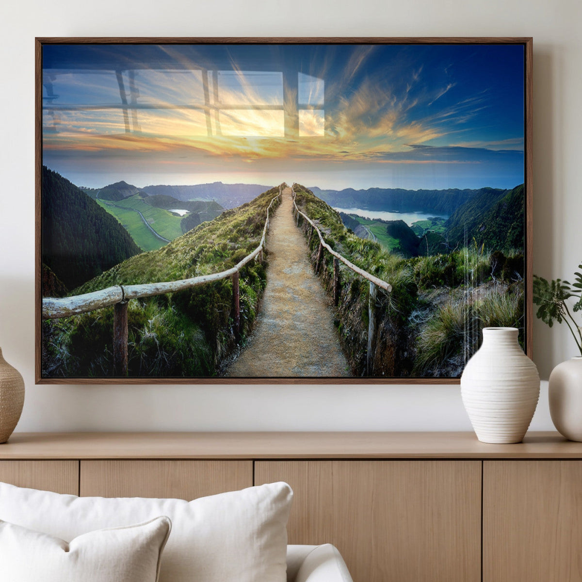 Mountain and Sunset Wall Art Canvas Print