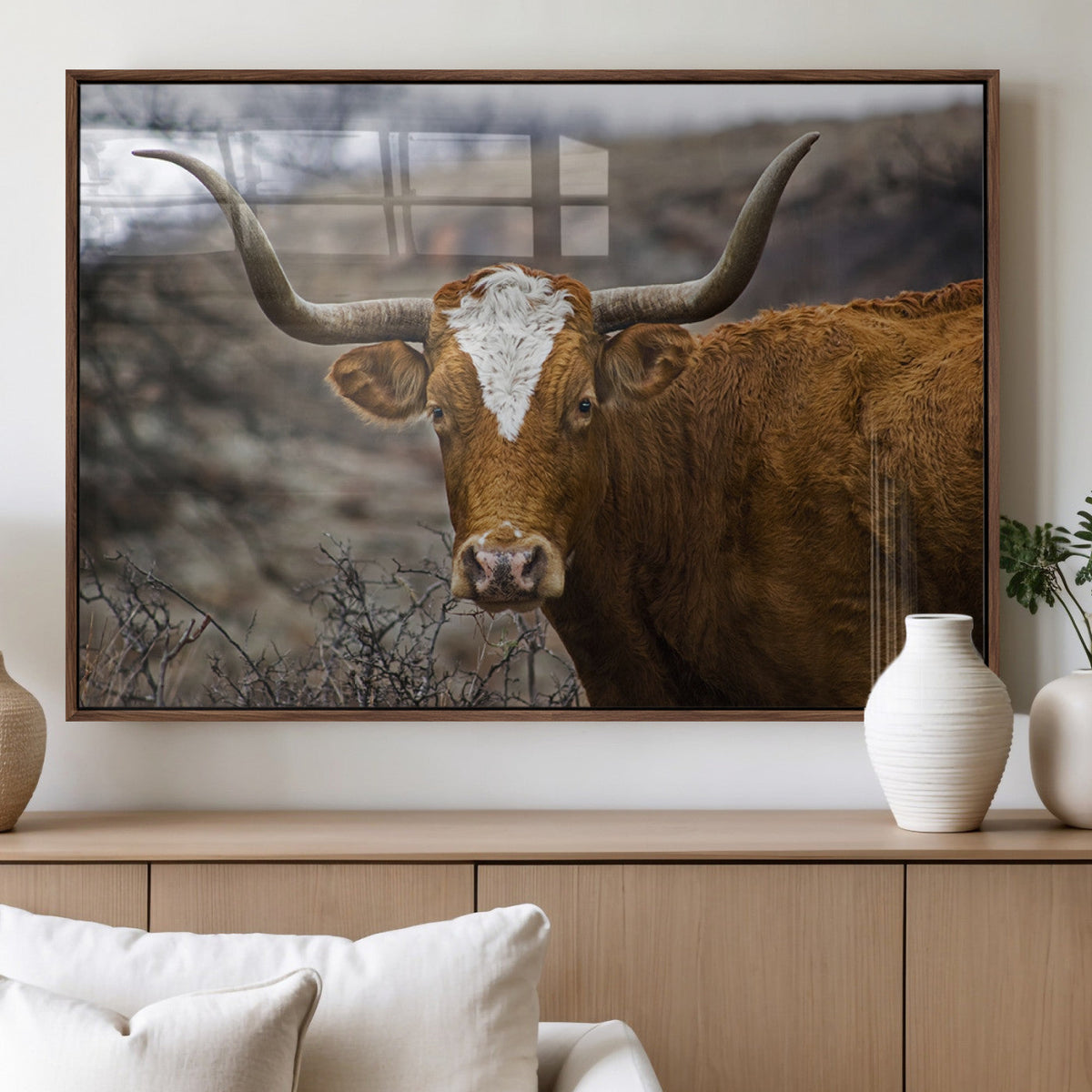 Texas Longhorn Canvas Wall Art - Longhorn Steer Canvas Wall
