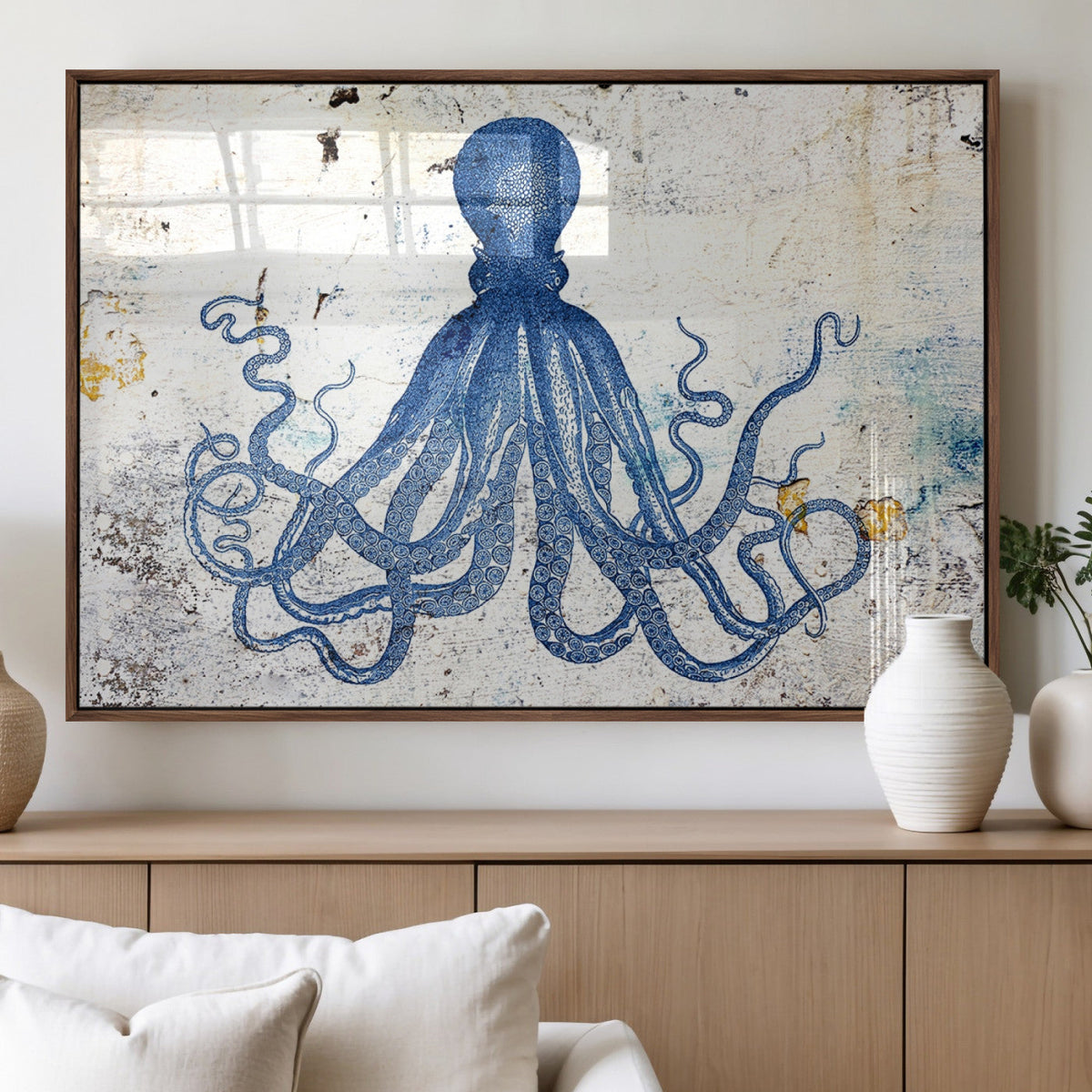 Octopus Canvas Wall Art | Coastal Marine Life Artwork for