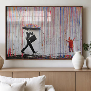 Banksy Wall Art Canvas Print, Framed Graffiti Art Picture