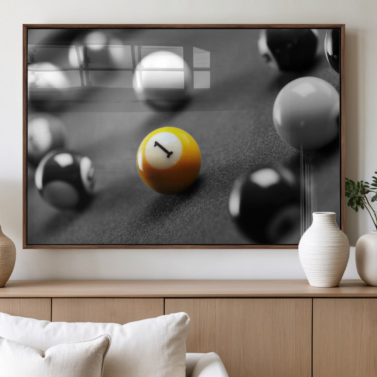 Wall Art Pool Table and Balls Canvas Print