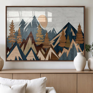 Abstract Wood Panel Effect Mountain Range Top Wall Art
