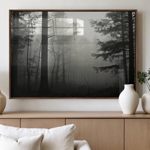 Misty Forest Wall Art Premium Canvas Print a Foggy and