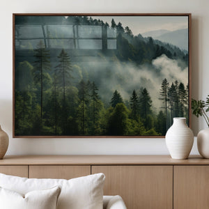 Misty Forest Wall Art Premium Canvas Print a Foggy and