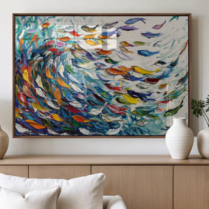 Modern Abstract Fish Shoal Wall Art Canvas Print, Colorful