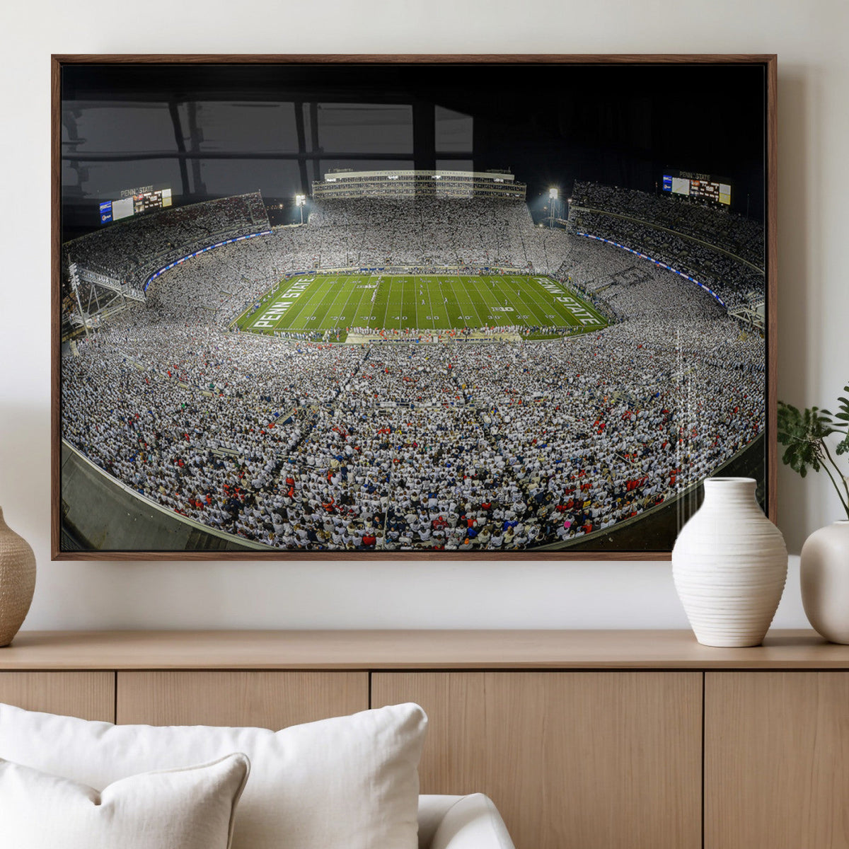 Beaver Stadium Night Game Triple Canvas Wall Art - Penn