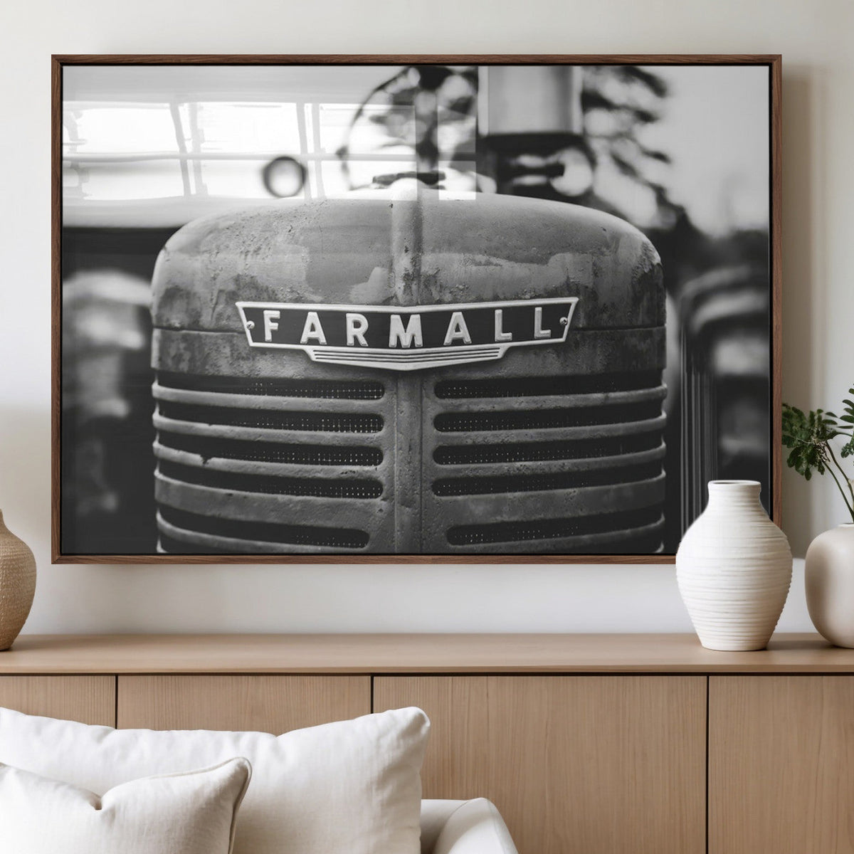Vintage Farmall Tractor Wall Art Canvas Print, Rustic