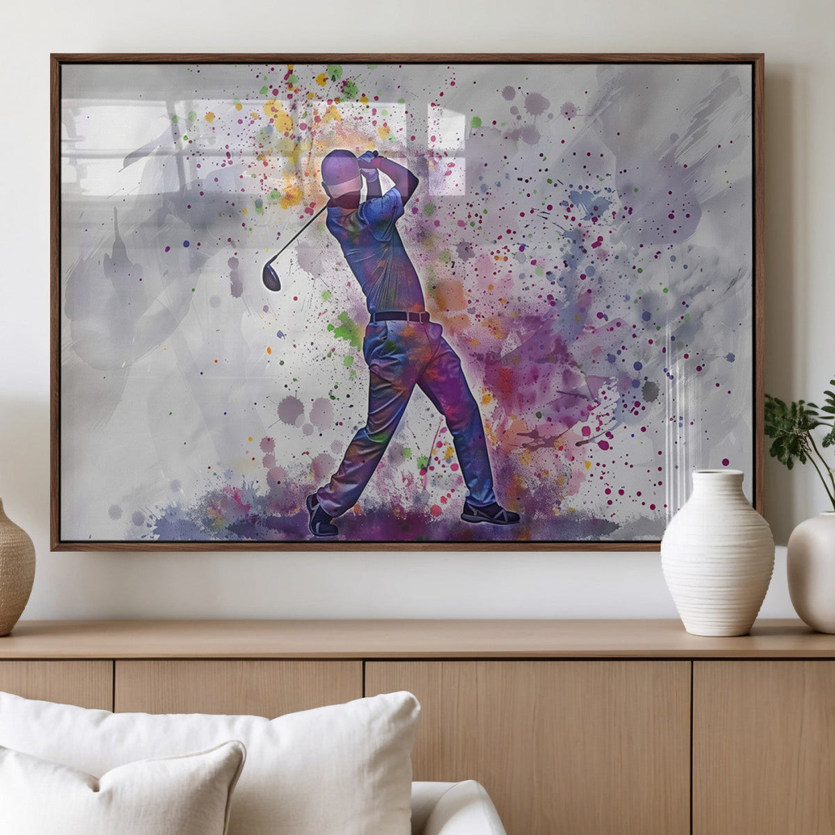Watercolor Golf Swing Wall Art Canvas Print | Vibrant