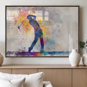 Watercolor Golf Swing Wall Art Canvas Print | Vibrant
