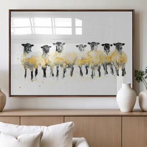 Farmhouse Wall Art Sheep Print | Ready to Hang Framed Canvas