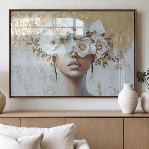 Golden Petal Wall Art - Canvas Print Flower Head Woman