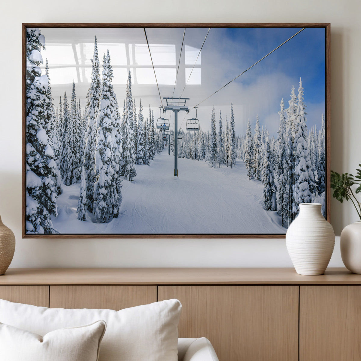Winter Ski Lift Wall Art Print - Landscape Wall Art | Snowy