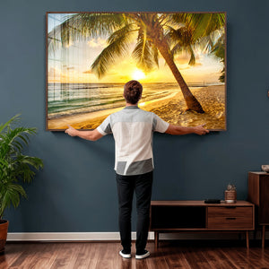 Beach Sunset Canvas Wall Art Print - Tropical Beach Canvas