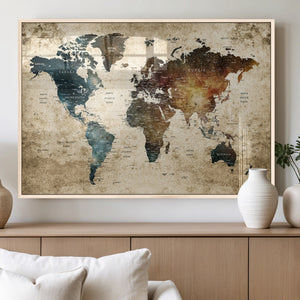 World Map Canvas Print – Detailed Map of the World Wall Art