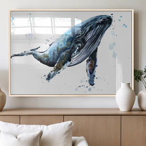 Watercolor Whale Wall Art Canvas Print