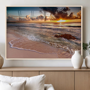 Sunset on Ocean Wall Art Canvas Print