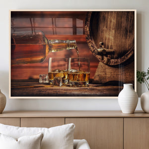 Whiskey and Cigar Canvas Wall Art | 3 Panel Bar Room Decor
