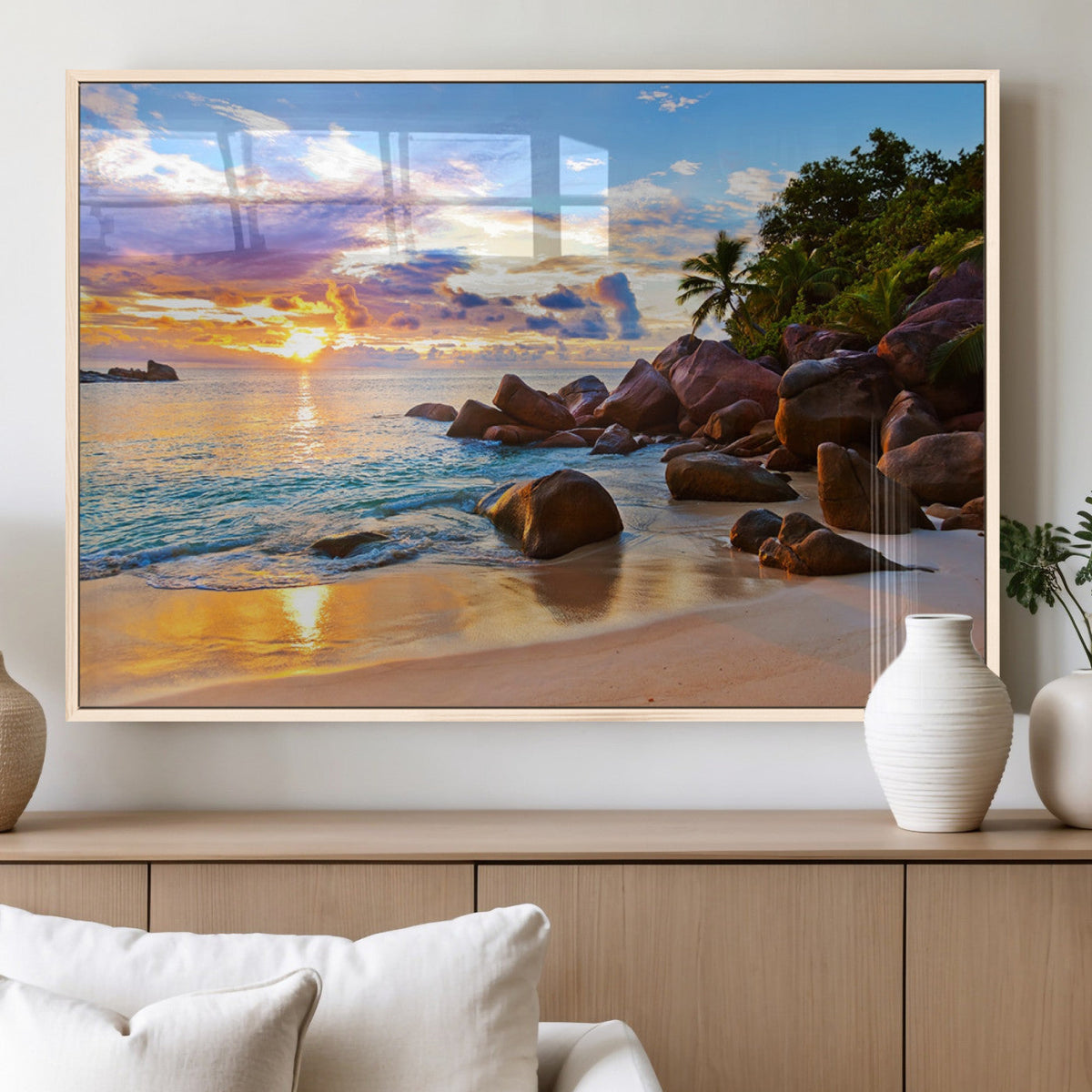 Tropical Island Beach Sunset Canvas Print