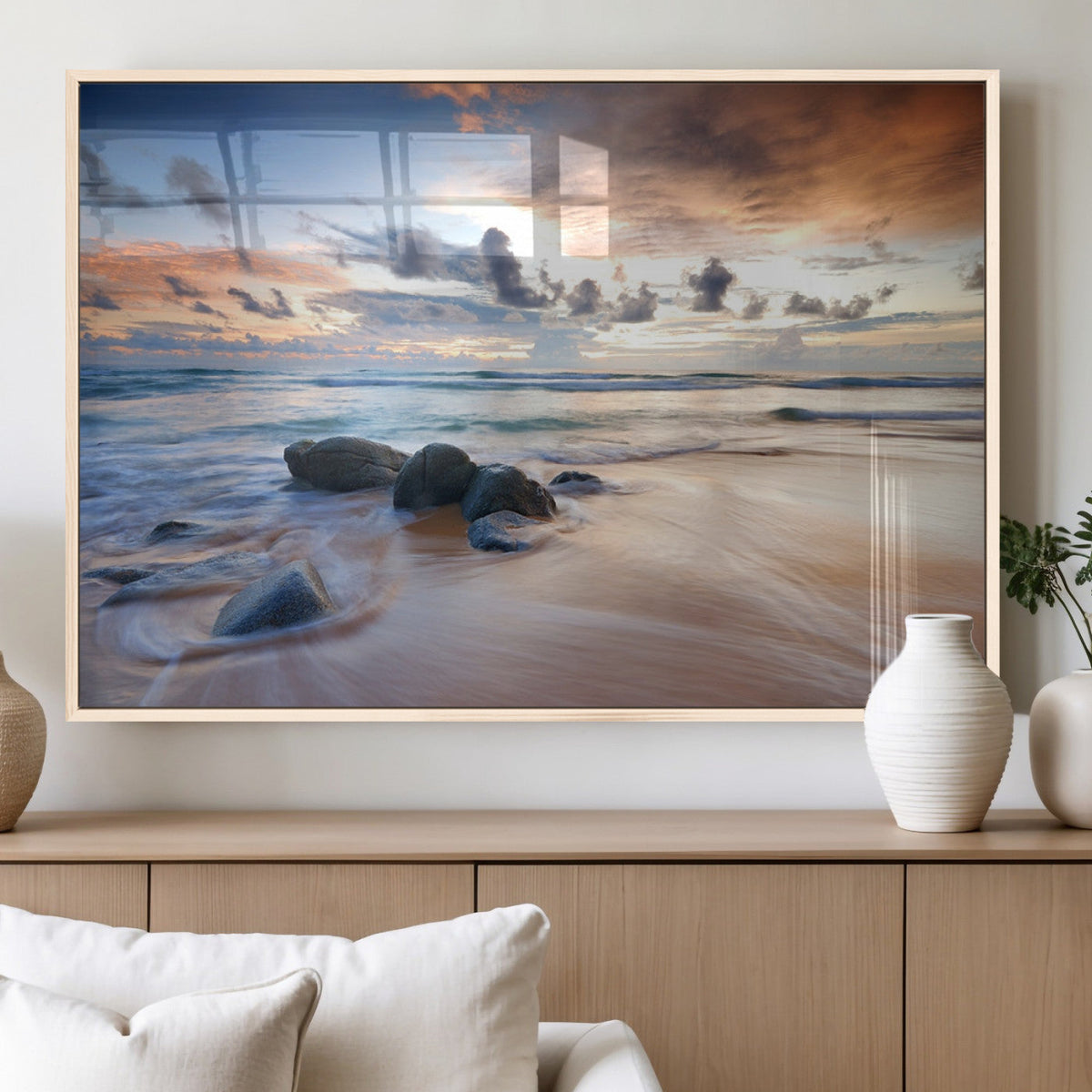Serene Weather On The Beach Wall Art Canvas Print