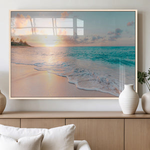Beach Sunrise Wall Art, Coastal Seascape Canvas Print, Ocean