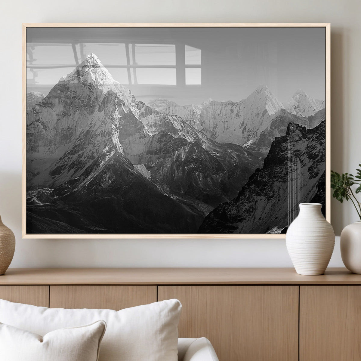 Everest Himalaya Mountain Peaks Black & White Triptych