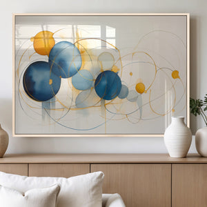 Geometric Blue Orange Abstract Wall Art Canvas, Geometric