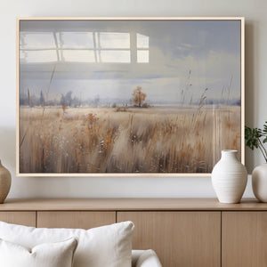 Golden Fields Wall Art Print Canvas – Serene Landscape of