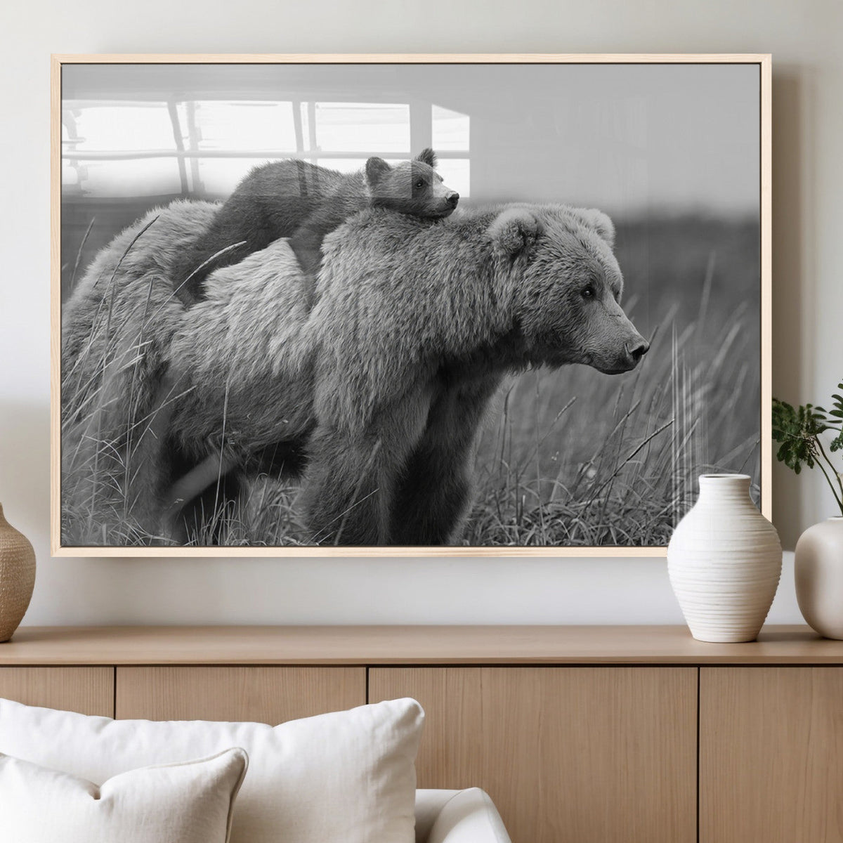 Bear and Cub Wall Art Canvas | 399 Bear Cub
