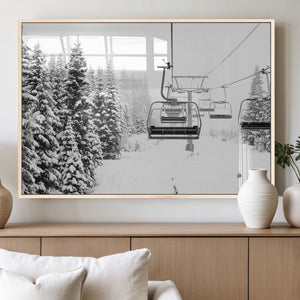 Ski Wall Art - Ski Lift Wall Art Canvas Print Snow Covered