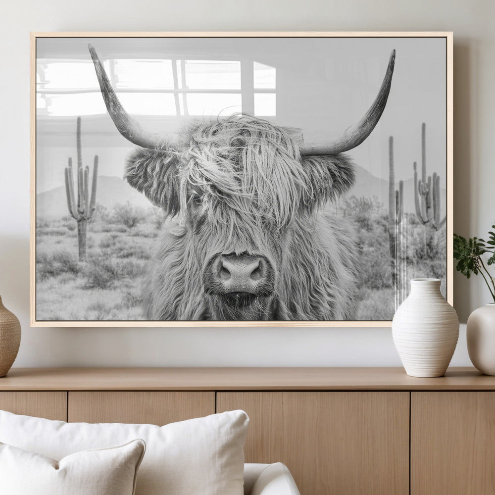 Rustic Charm | Cow Longhorn Black White Bighorn Wall Art