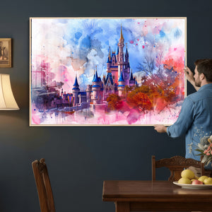 Disney Wall Art: Dreamy Watercolor Cinderella Castle Canvas