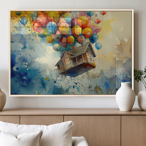 UP-Inspired Floating House with Balloons Canvas Art –