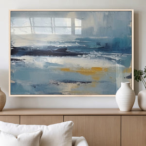 Abstract Ocean Canvas Wall Art - Coastal Blue and Gold
