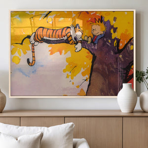 Calvin and Hobbes Tree Scene Canvas Print | 3 Panel Large