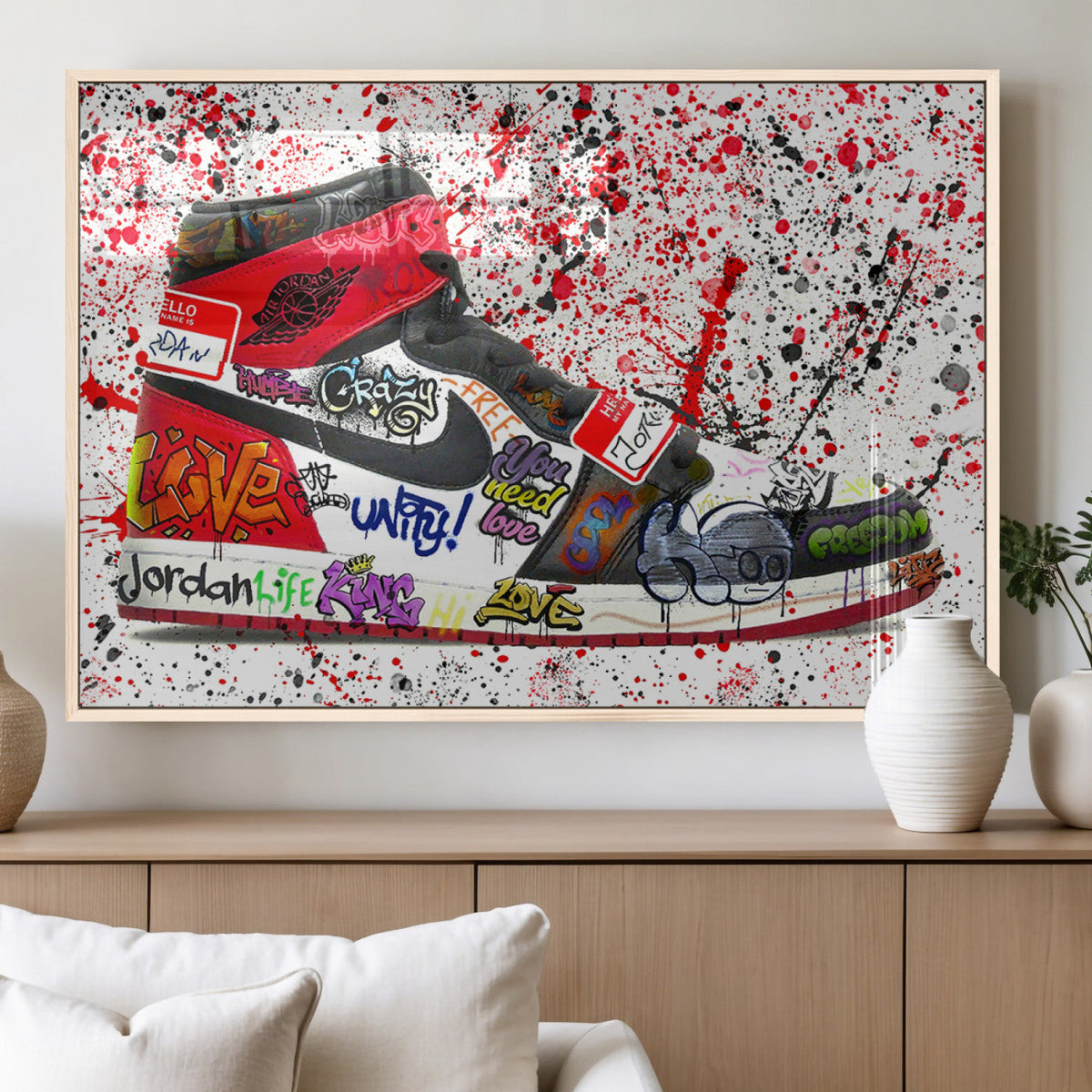 Jordan Shoes Graffiti Wall Art Canvas Print- Jordan Graffiti