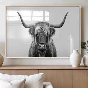 Highland Wall Art Canvas Print – Minimalist Black and White