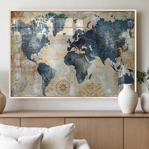 World Map Canvas Print – Framed Wall Art for Couples,