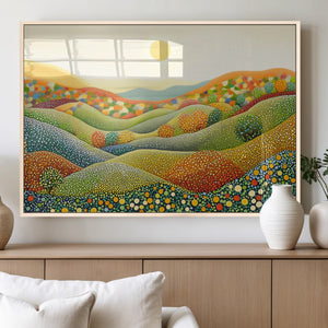YAYOI KUSAMA Colorful Dot Art Landscape Canvas - Framed
