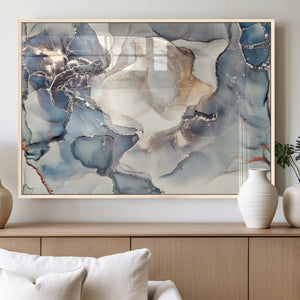 Abstract Blue and Gold Canvas Wall Art - Fluid Modern Ink
