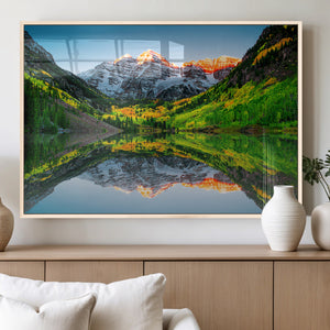 Sunrise Maroon Bells Lake Wall Art Canvas Print – Framed Elk
